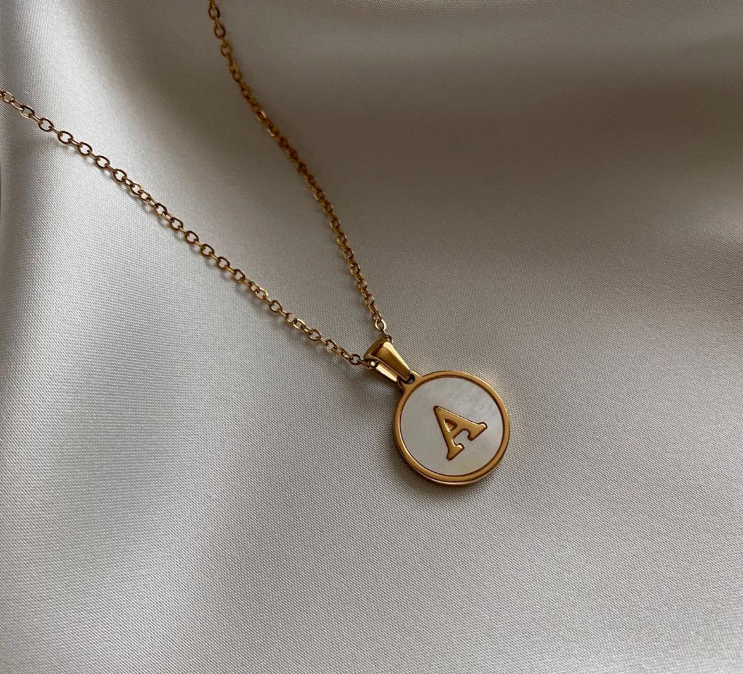 Mother of Pearl Letter Necklace (Choose your letter before adding to the cart)