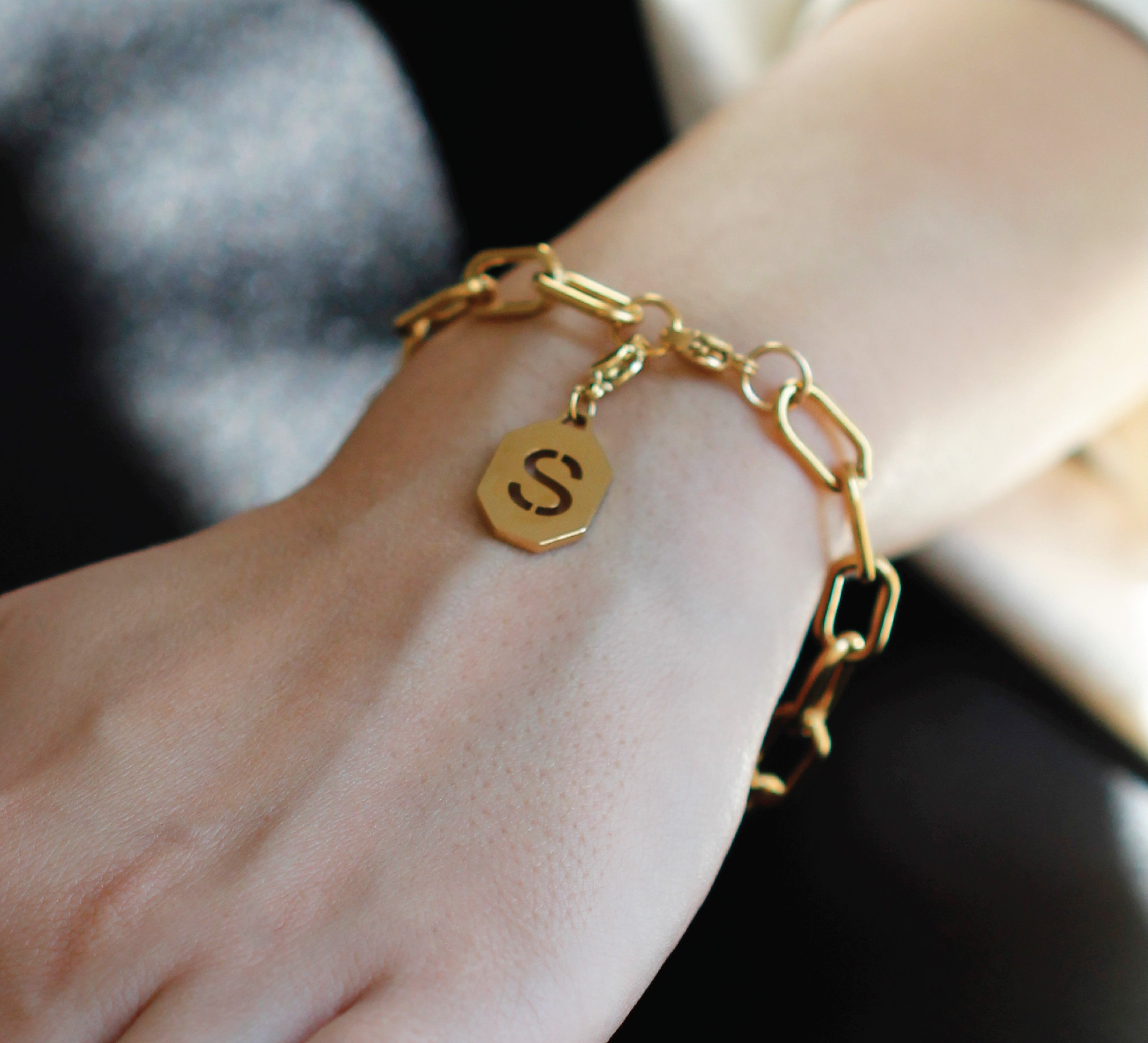 Chain Link Bracelet + Firenze Letter (Choose your letter before adding it to the cart)