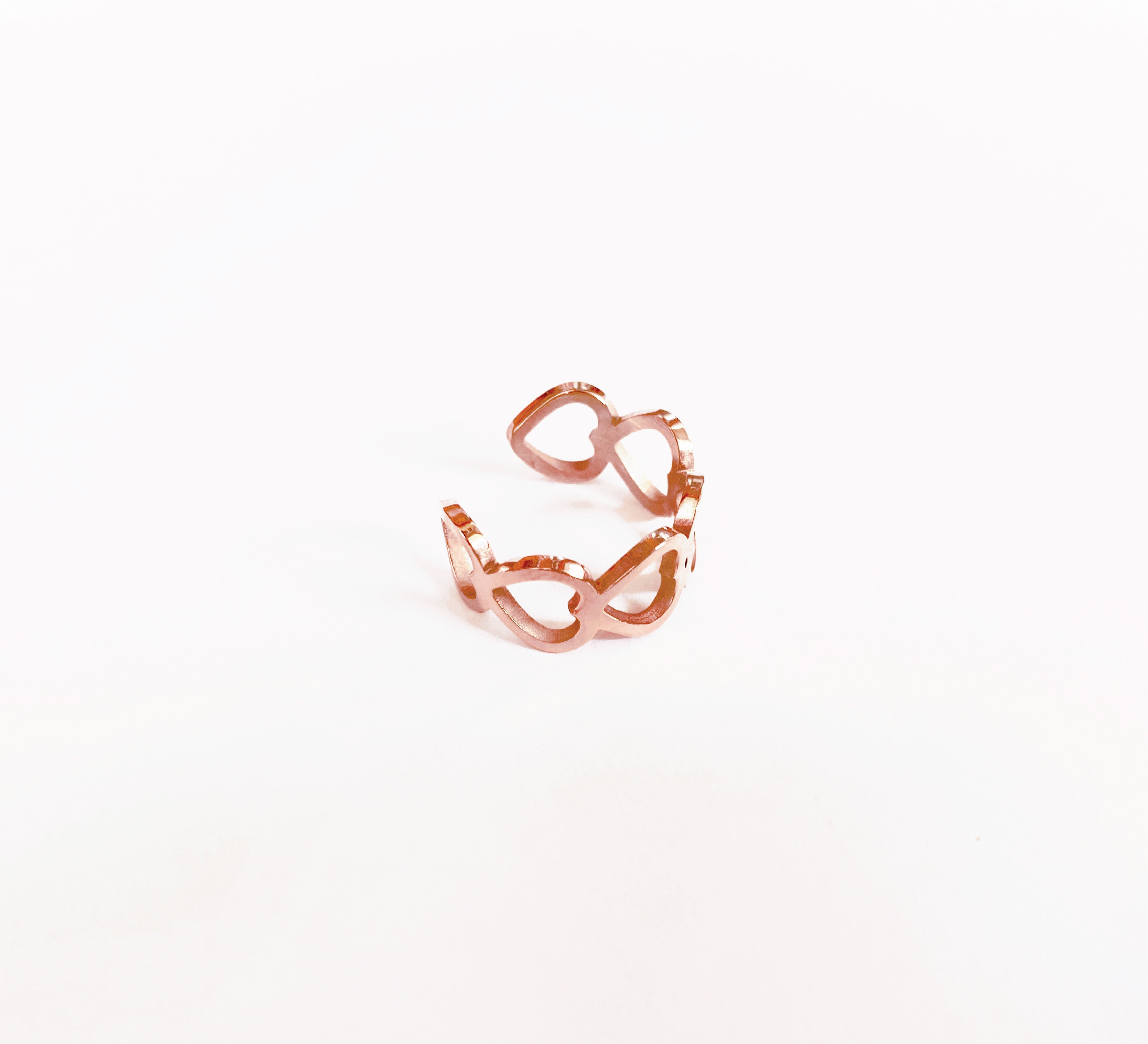 Hearts Rose Gold Adjustable Ring