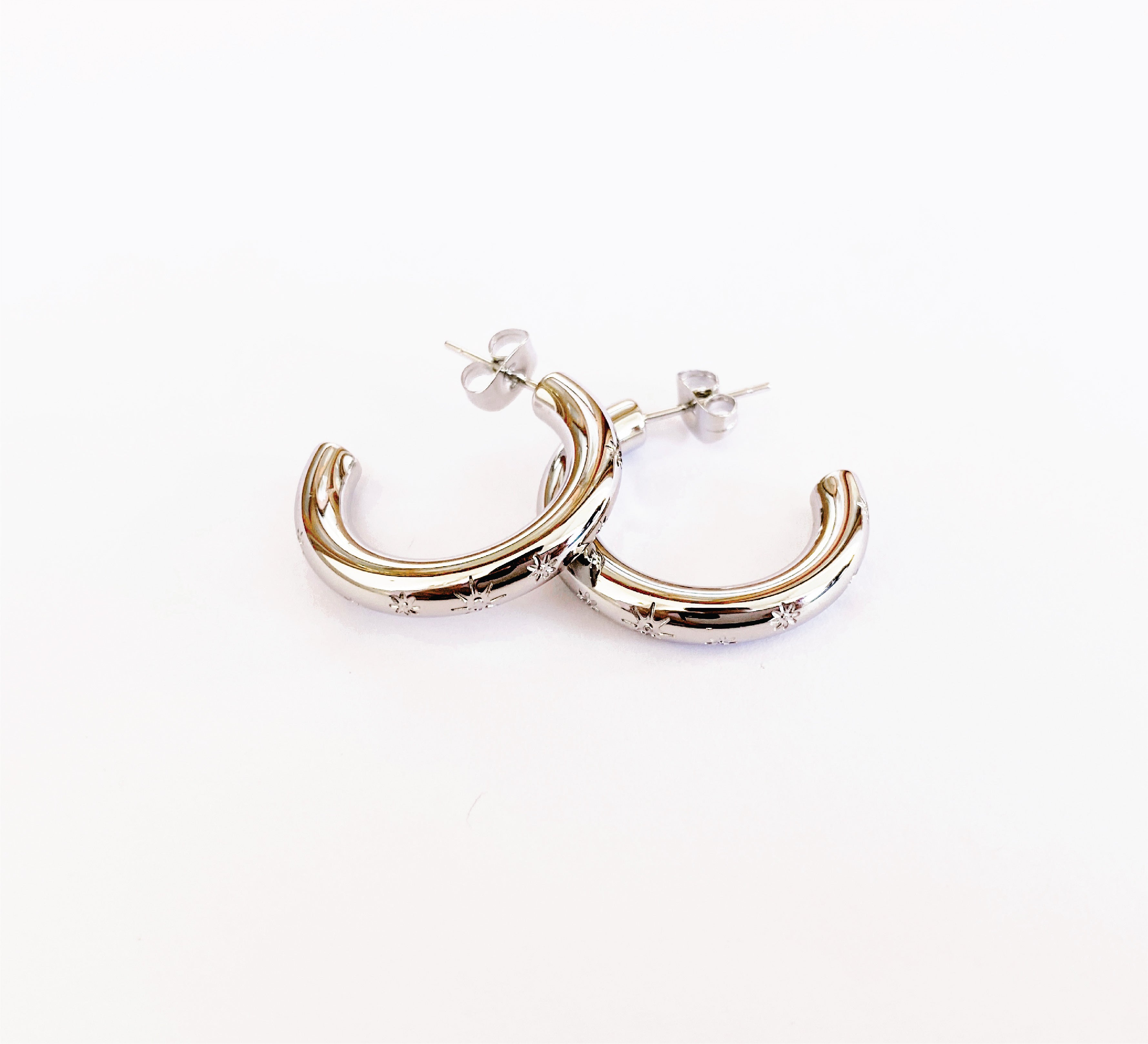 Aria Silver Hoop Earrings