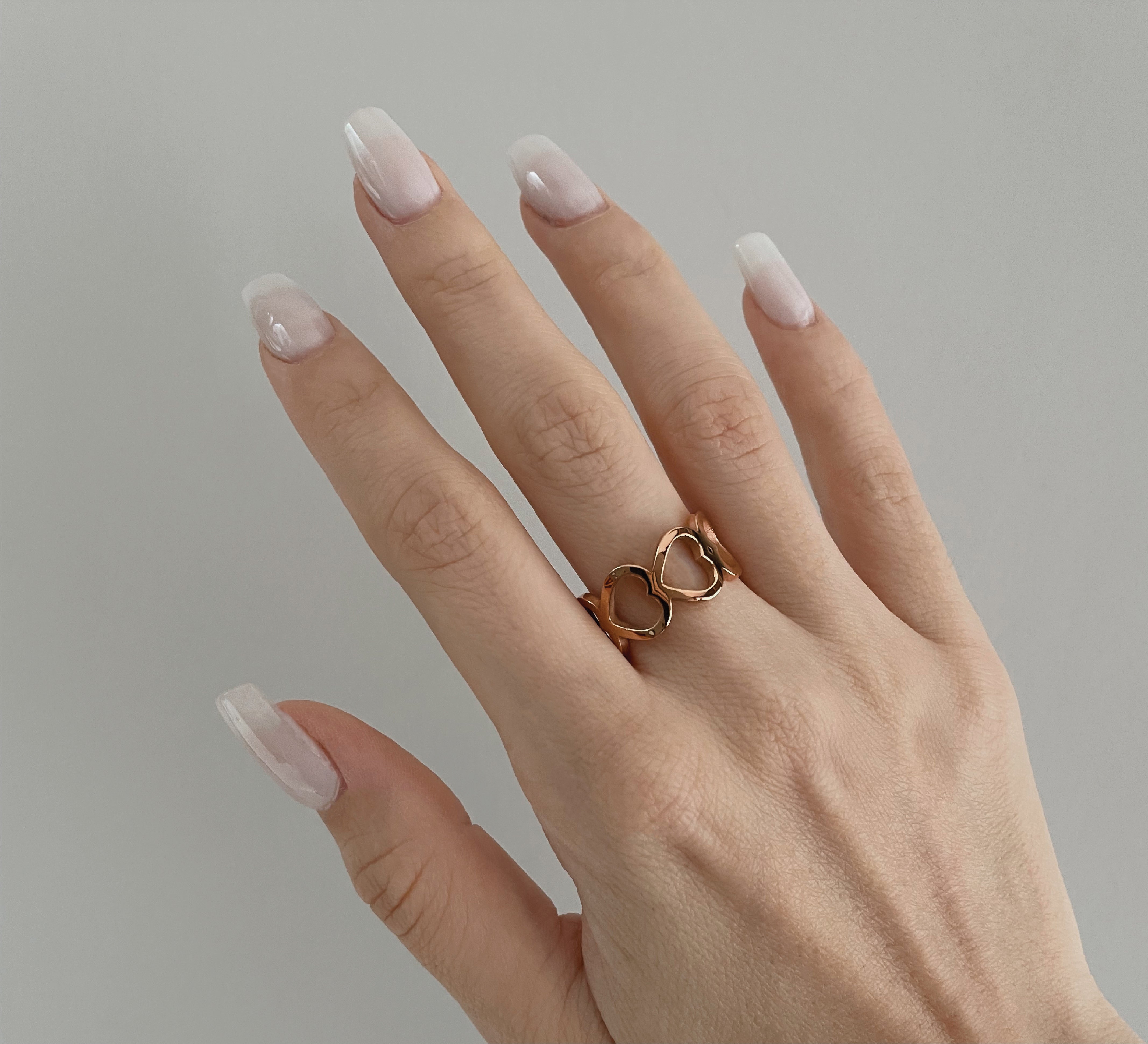 Hearts Rose Gold Adjustable Ring