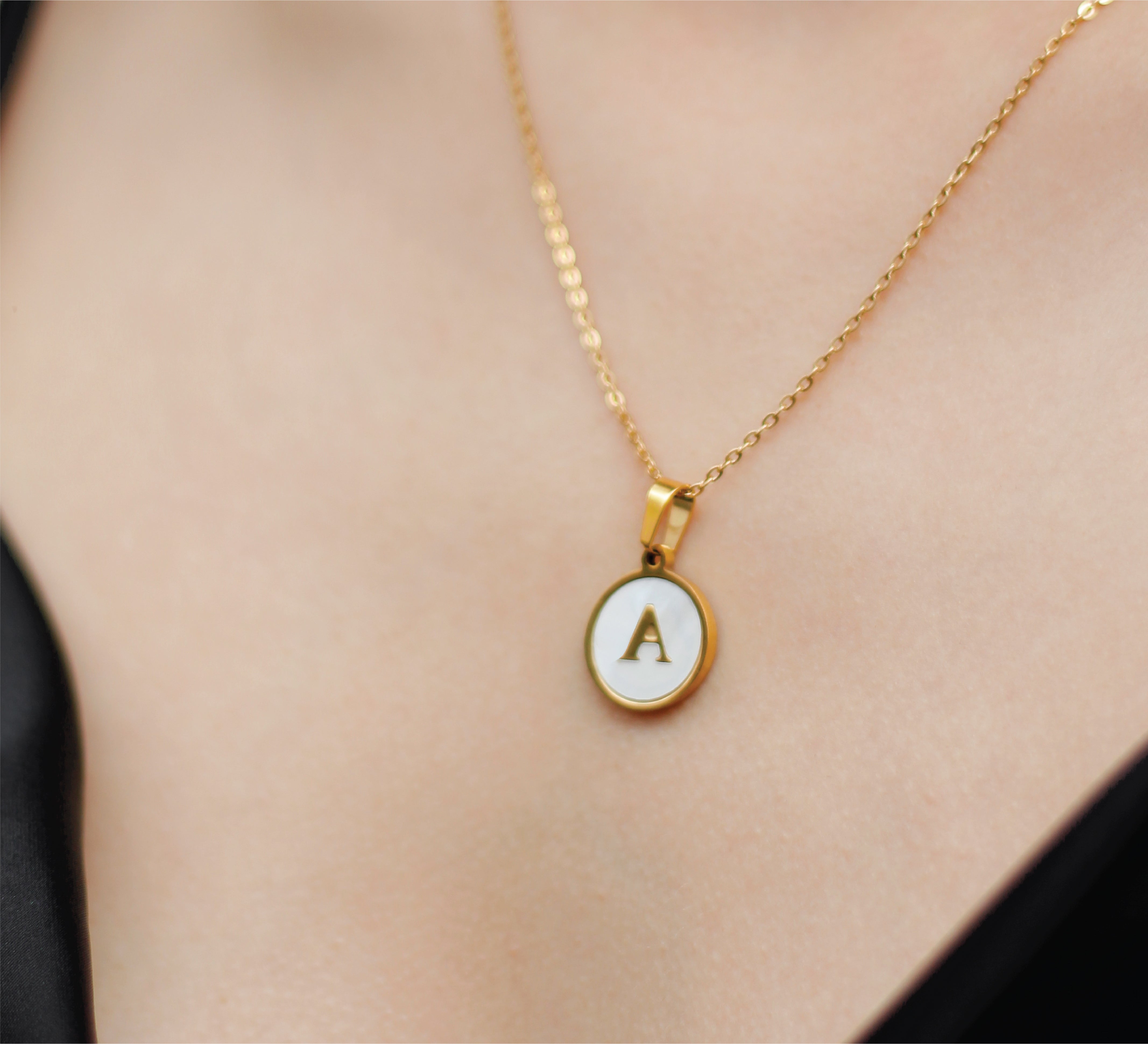 Mother of Pearl Letter Necklace (Choose your letter before adding to the cart)