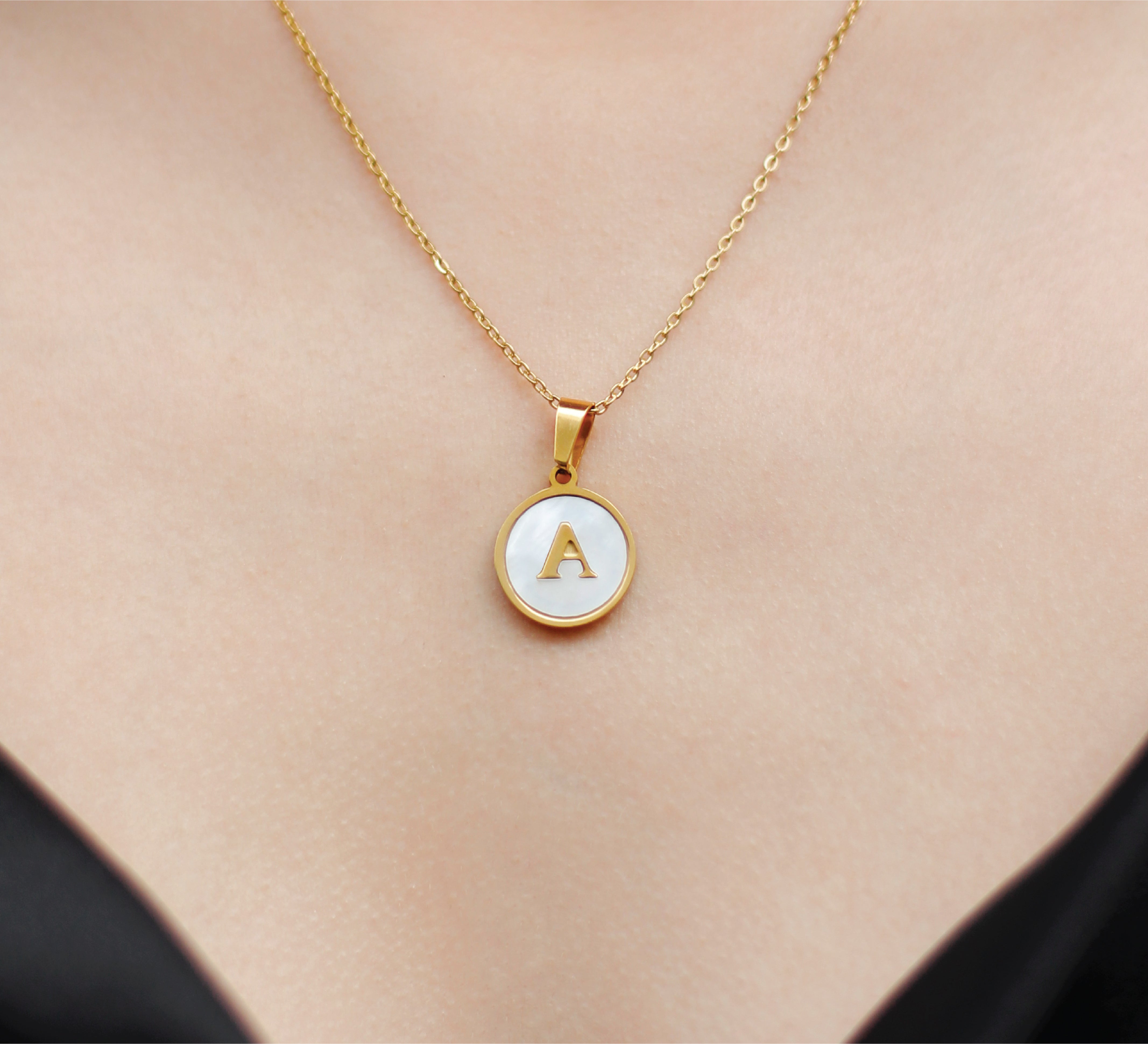 Mother of Pearl Letter Necklace (Choose your letter before adding to the cart)